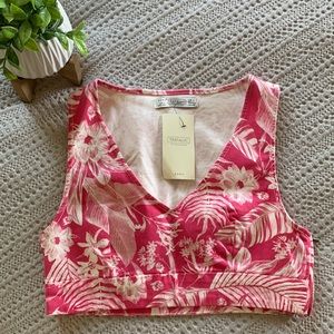 {Zara} Stretch Denim Floral 🌺 Crop Top